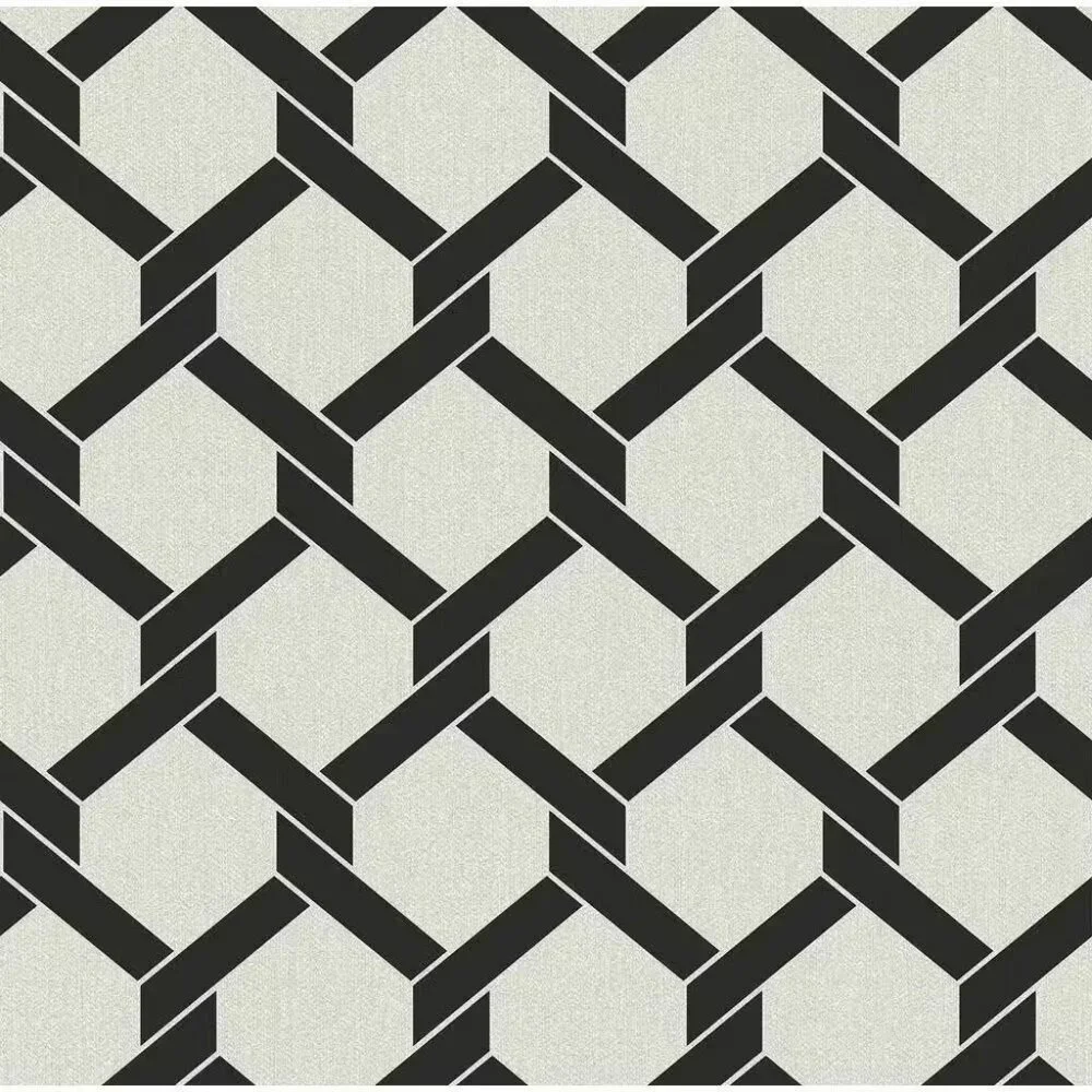NEW Sealed A Street Payton Black Hexagon Trellis Wallpaper SKU: 2971-86309